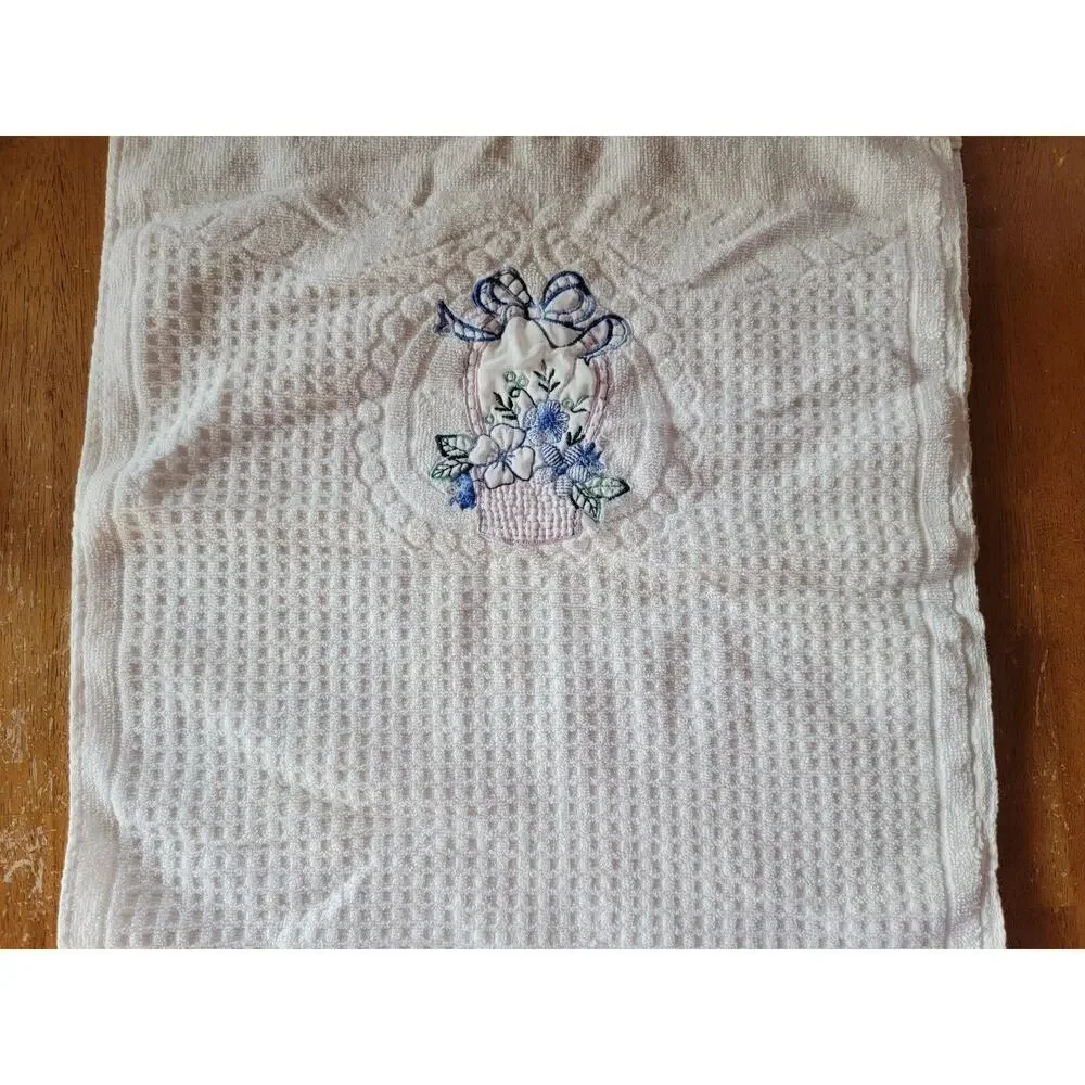 Vintage Hand Towel Embroidered Basket